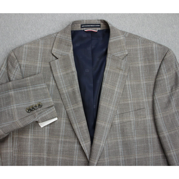 Tommy Hilfiger Blazer Mens 44R Windowpane 2 Button Notch Lapel Sports Jacket